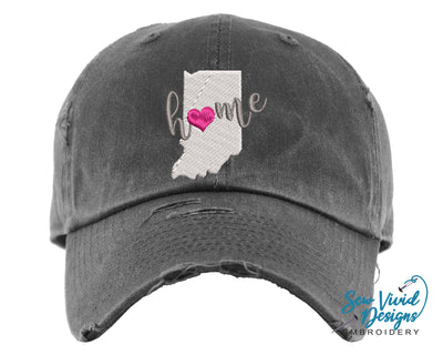 Indiana Home Hat | Distressed Baseball Cap OR Ponytail Hat - Sew Vivid Designs