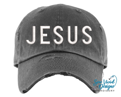 Jesus Hat | Distressed Baseball Cap OR Ponytail Hat - Sew Vivid Designs