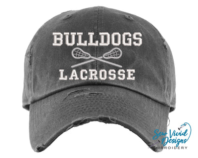 Lacrosse 2 Hat | Distressed Baseball Cap OR Ponytail Hat - Sew Vivid Designs