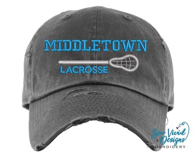 Lacrosse Hat | Distressed Baseball Cap OR Ponytail Hat - Sew Vivid Designs