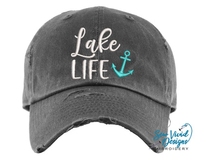Lake Life Hat | Distressed Baseball Cap OR Ponytail Hat - Sew Vivid Designs