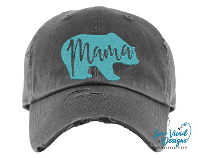 Mama Bear Distressed Baseball Cap OR Ponytail Hat - Sew Vivid Designs