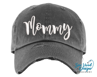 Mommy Distressed Baseball Cap OR Ponytail Hat - Sew Vivid Designs