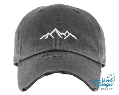 Mountain Hat | Distressed Baseball Cap OR Ponytail Hat - Sew Vivid Designs