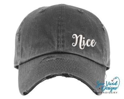 Nice Hat | Distressed Baseball Cap OR Ponytail Hat - Sew Vivid Designs