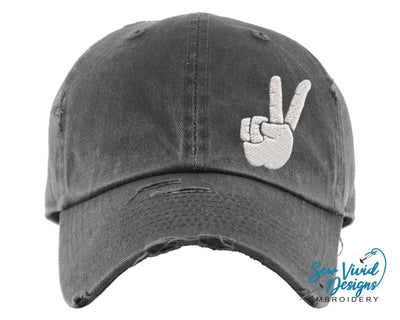 Peace Hand Distressed Baseball Cap OR Ponytail Hat - Sew Vivid Designs