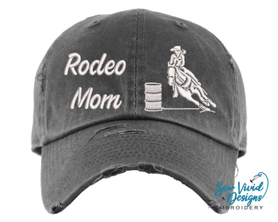 Rodeo Mom Hat | Distressed Baseball Cap OR Ponytail Hat - Sew Vivid Designs