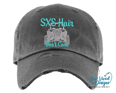 SXS Hair Don't Care Hat | Distressed Baseball Cap OR Ponytail Hat - Sew Vivid Designs