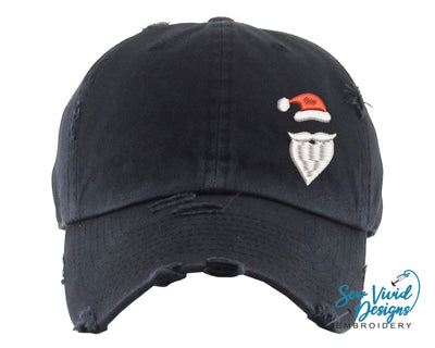 Santa Hat | Distressed Baseball Cap OR Ponytail Hat - Sew Vivid Designs