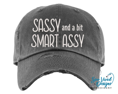 Sassy and a bit Smart Assy Hat | Distressed Baseball Cap OR Ponytail Hat - Sew Vivid Designs