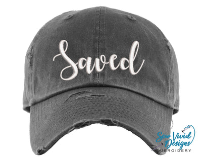 Saved Hat | Distressed Baseball Cap OR Ponytail Hat - Sew Vivid Designs