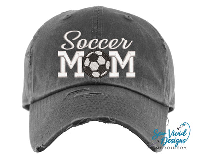Soccer Mom Hat | Distressed Baseball Cap OR Ponytail Hat - Sew Vivid Designs