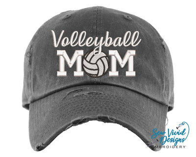 Volleyball Mom Hat | Distressed Baseball Cap OR Ponytail Hat - Sew Vivid Designs
