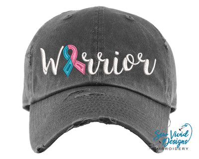 Infertility Ribbon Warrior Distressed Baseball Cap OR Ponytail Hat | Infant Loss Awareness - Sew Vivid Designs