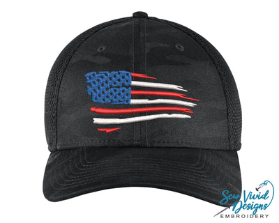Waving American Flag New Era Hat - Sew Vivid Designs