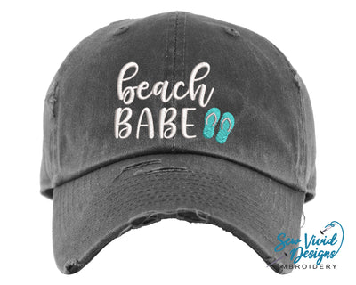 Beach Babe Hat | Distressed Baseball Cap OR Ponytail Hat - Sew Vivid Designs