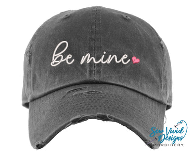 Be Mine Hat | Distressed Baseball Cap OR Ponytail Hat for Valentines Day - Sew Vivid Designs