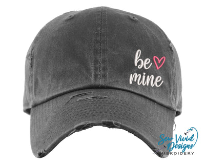 Be Mine (2) Hat | Distressed Baseball Cap OR Ponytail Hat for Valentines Day - Sew Vivid Designs