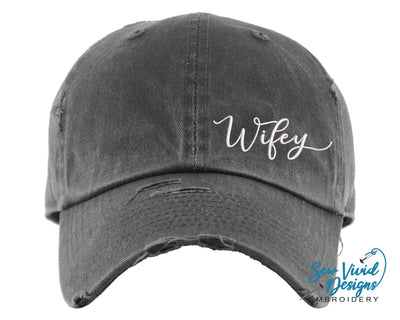 Wifey Hat | Distressed Baseball Cap OR Ponytail Hat - Sew Vivid Designs